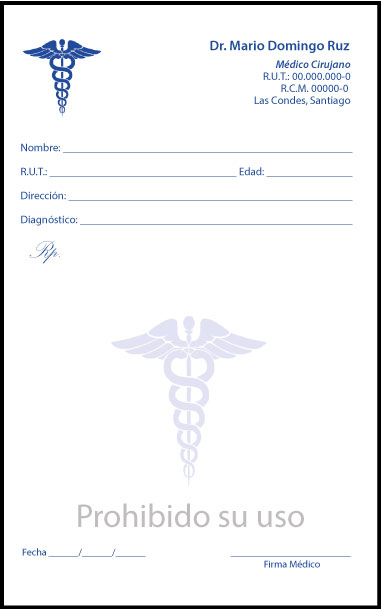 Receta Medico General Caduceo Azul • Recetas Medicas